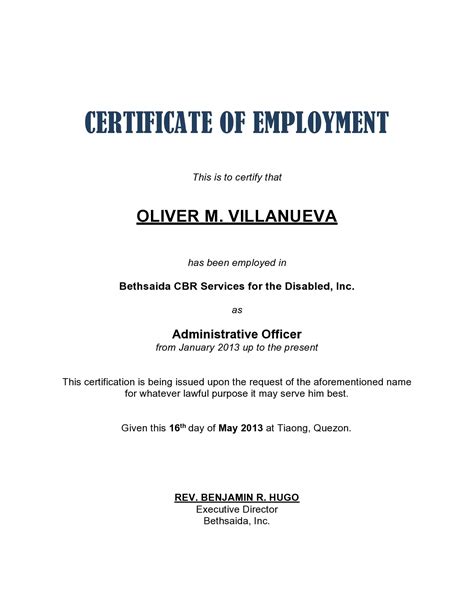 40 Best Certificate Of Employment Samples [Free].